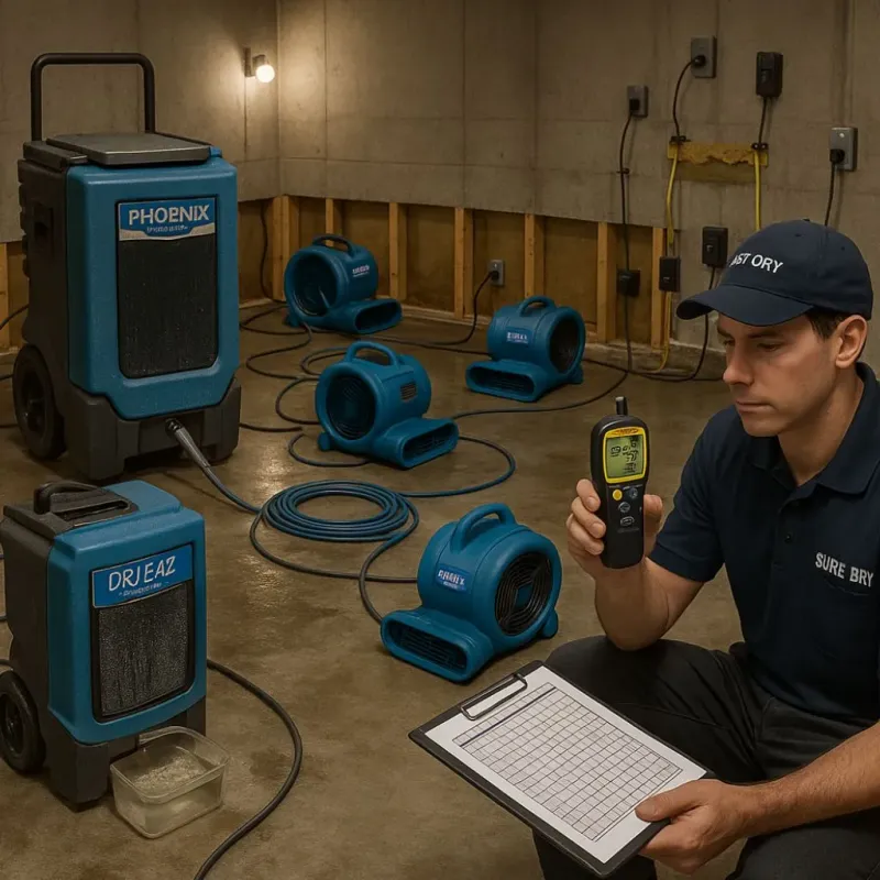 Structural Drying and Dehumidification process in El Granada, CA